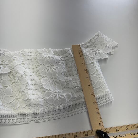 Lulus Top Womens Small White Love Abound Lace Cropped Off The Shoulder - Picture 8 of 10